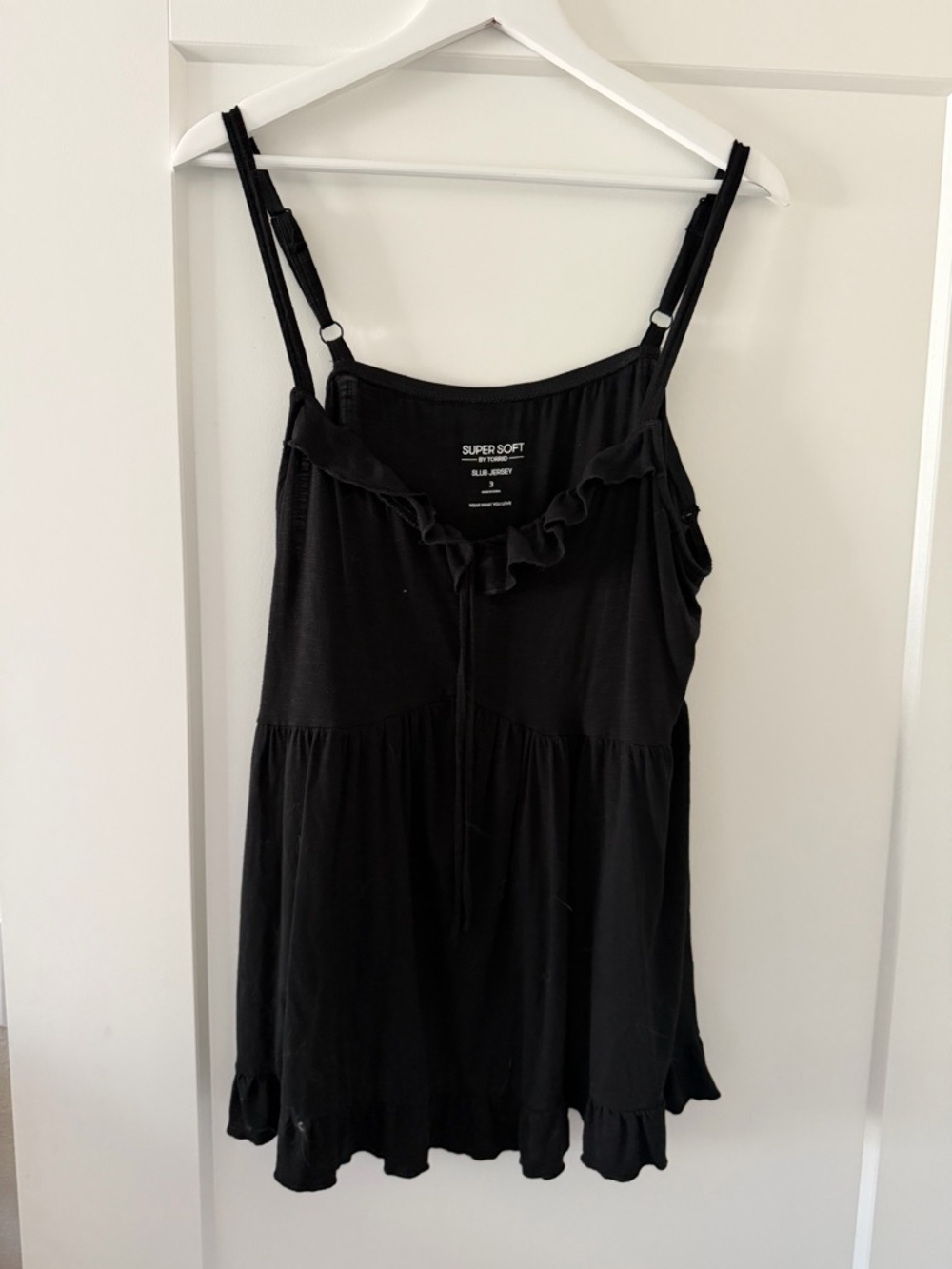 Torrid Black Ruffle-Trim Women's Tank Top